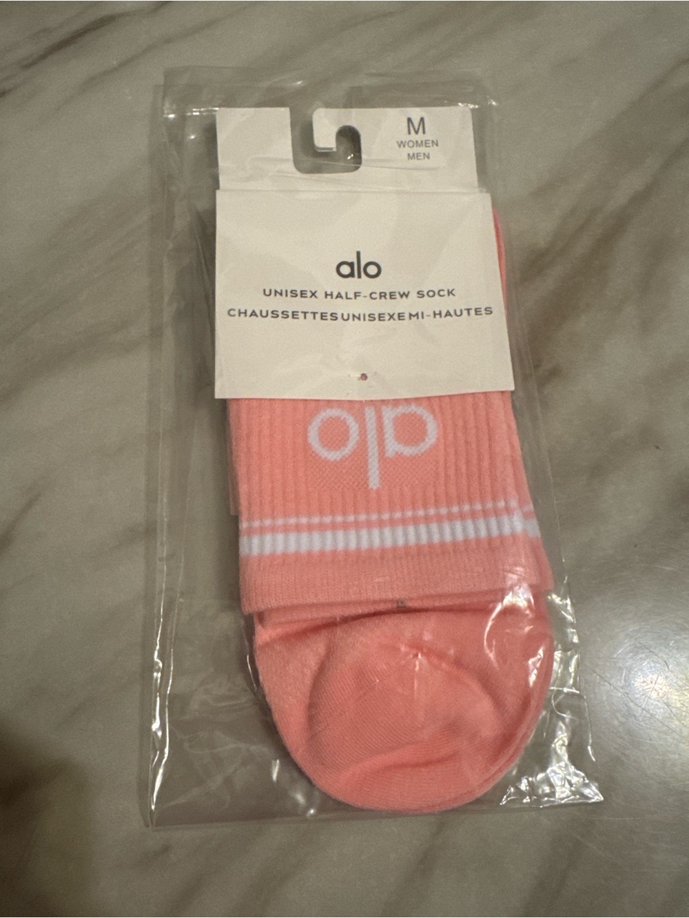 ALO Yoga Coral Pink Unisex Half-Crew Athletic Socks
